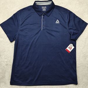 Reebok Performance Polo Shirt Men's 2XL Navy Blue Golf Tennis Classic Fit NWT